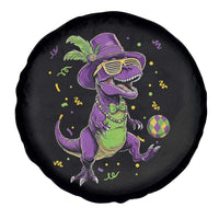 Funny Mardi Gras Dinosaur Playing Soccer Spare Tire Cover