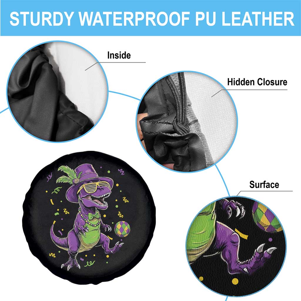 Funny Mardi Gras Dinosaur Playing Soccer Spare Tire Cover