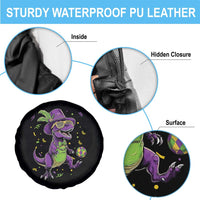 Funny Mardi Gras Dinosaur Playing Soccer Spare Tire Cover