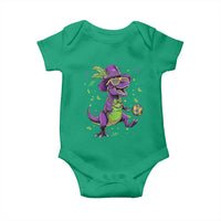 Funny Mardi Gras Dinosaur Playing Soccer Baby Onesie
