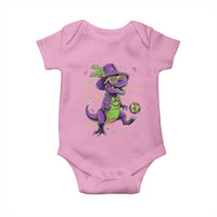 Funny Mardi Gras Dinosaur Playing Soccer Baby Onesie