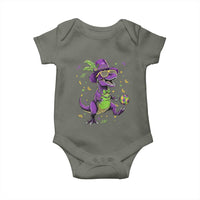 Funny Mardi Gras Dinosaur Playing Soccer Baby Onesie