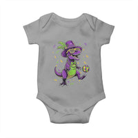 Funny Mardi Gras Dinosaur Playing Soccer Baby Onesie