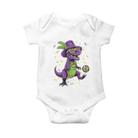 Funny Mardi Gras Dinosaur Playing Soccer Baby Onesie