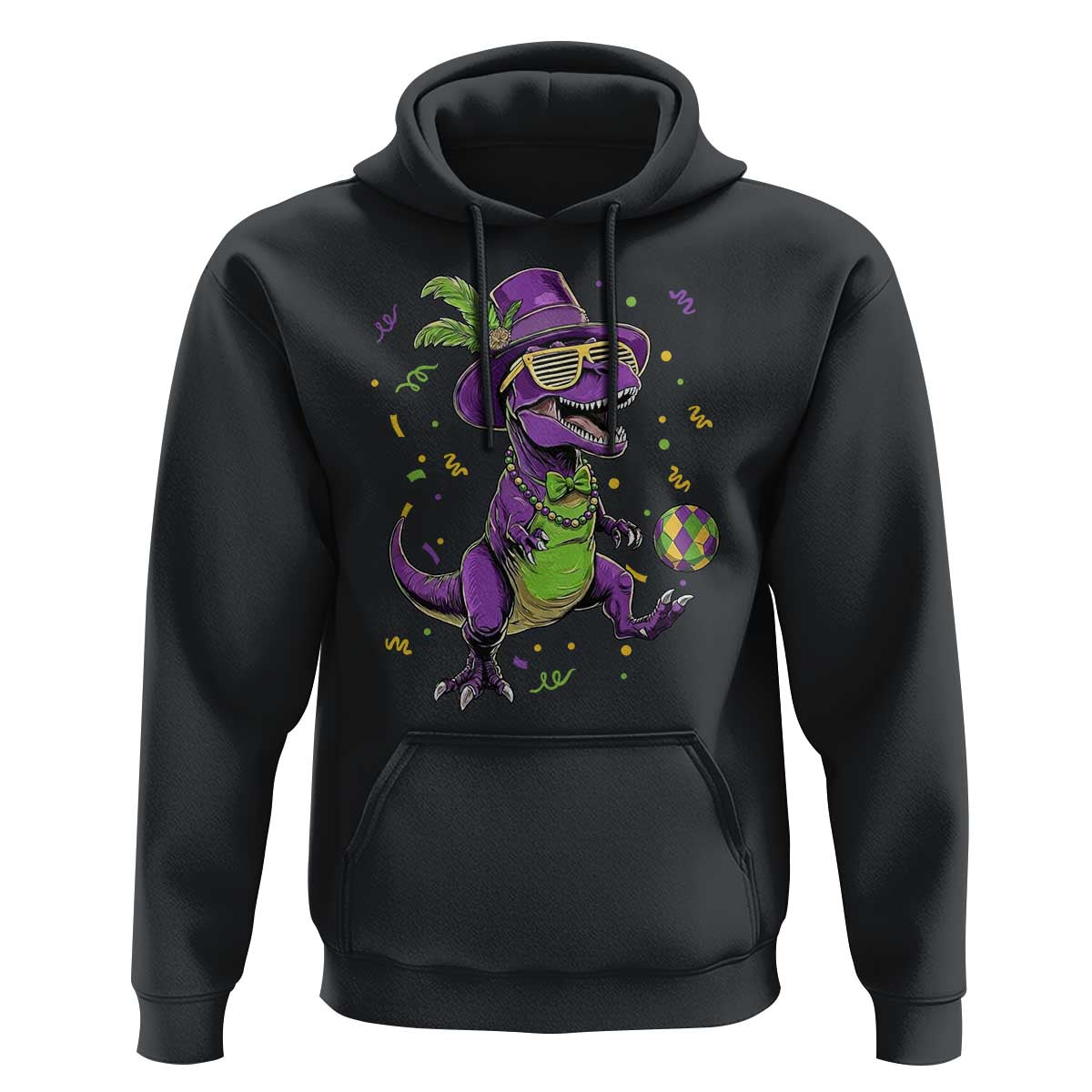 Funny Mardi Gras Dinosaur Playing Soccer Hoodie