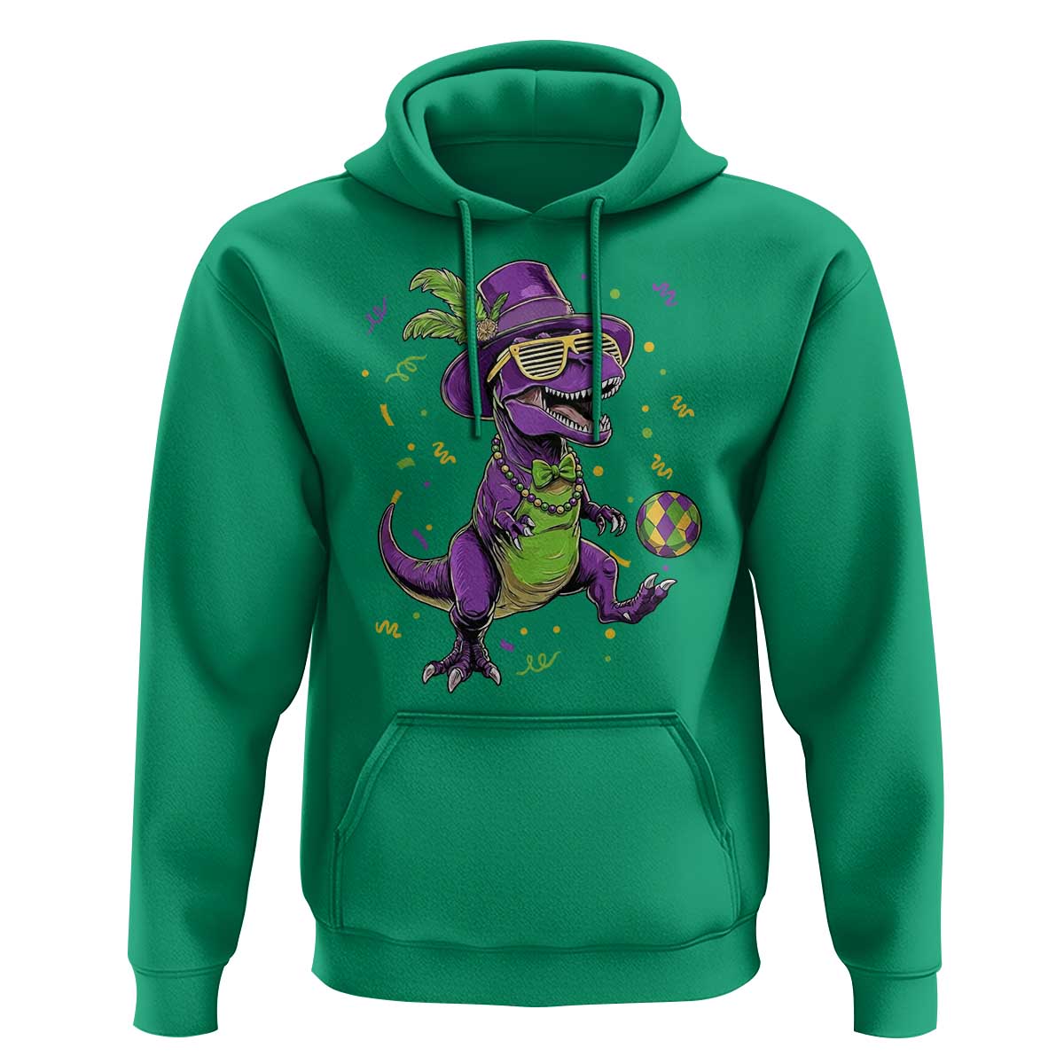 Funny Mardi Gras Dinosaur Playing Soccer Hoodie