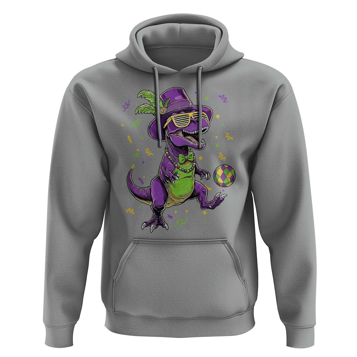 Funny Mardi Gras Dinosaur Playing Soccer Hoodie
