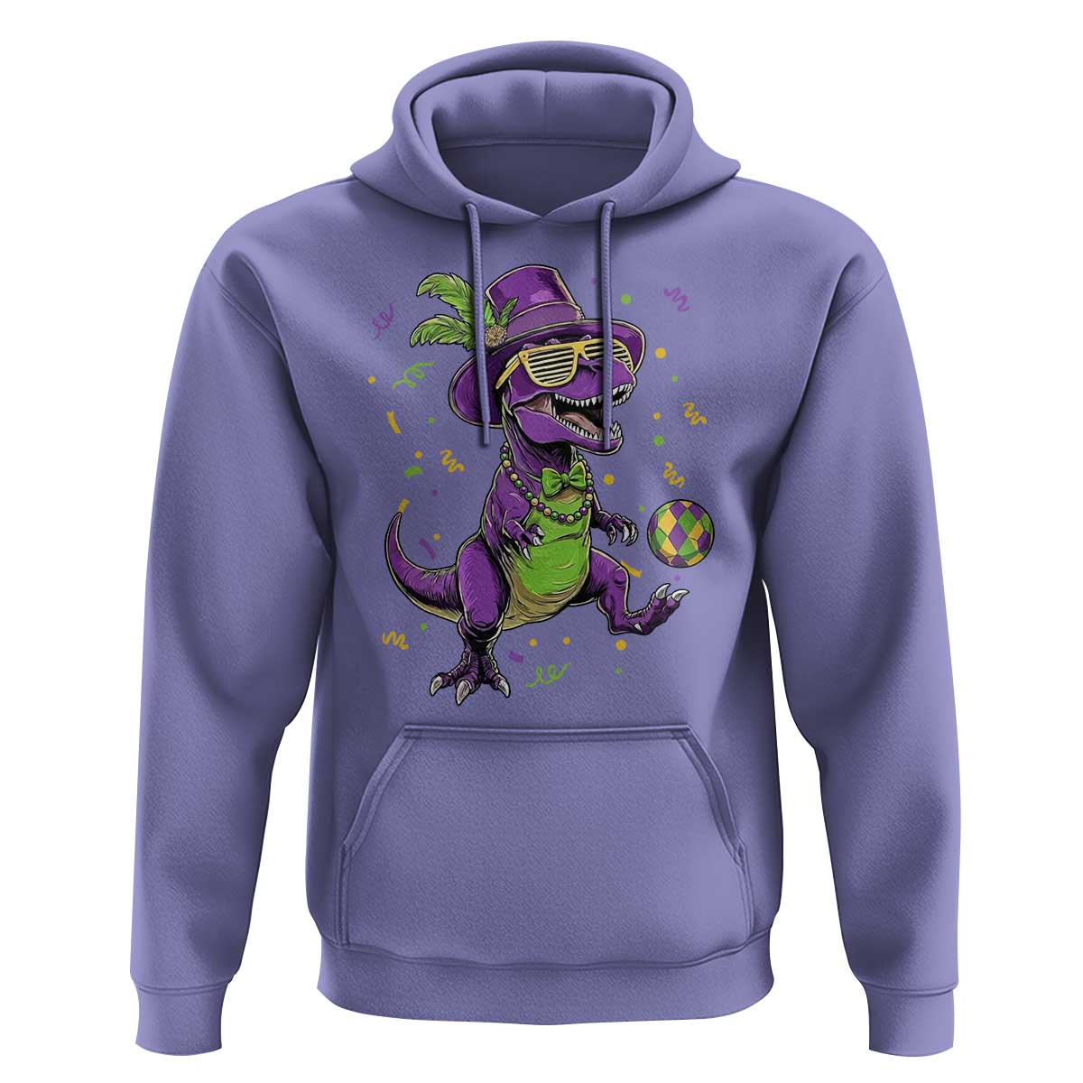 Funny Mardi Gras Dinosaur Playing Soccer Hoodie