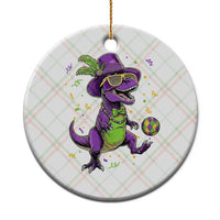 Funny Mardi Gras Dinosaur Playing Soccer Ceramic Ornament