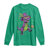 Funny Mardi Gras Dinosaur Playing Soccer Long Sleeve Shirt