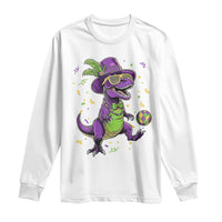 Funny Mardi Gras Dinosaur Playing Soccer Long Sleeve Shirt