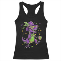 Funny Mardi Gras Dinosaur Playing Soccer Racerback Tank Top
