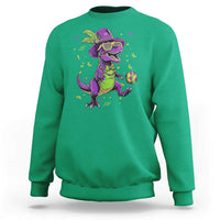 Funny Mardi Gras Dinosaur Playing Soccer Sweatshirt