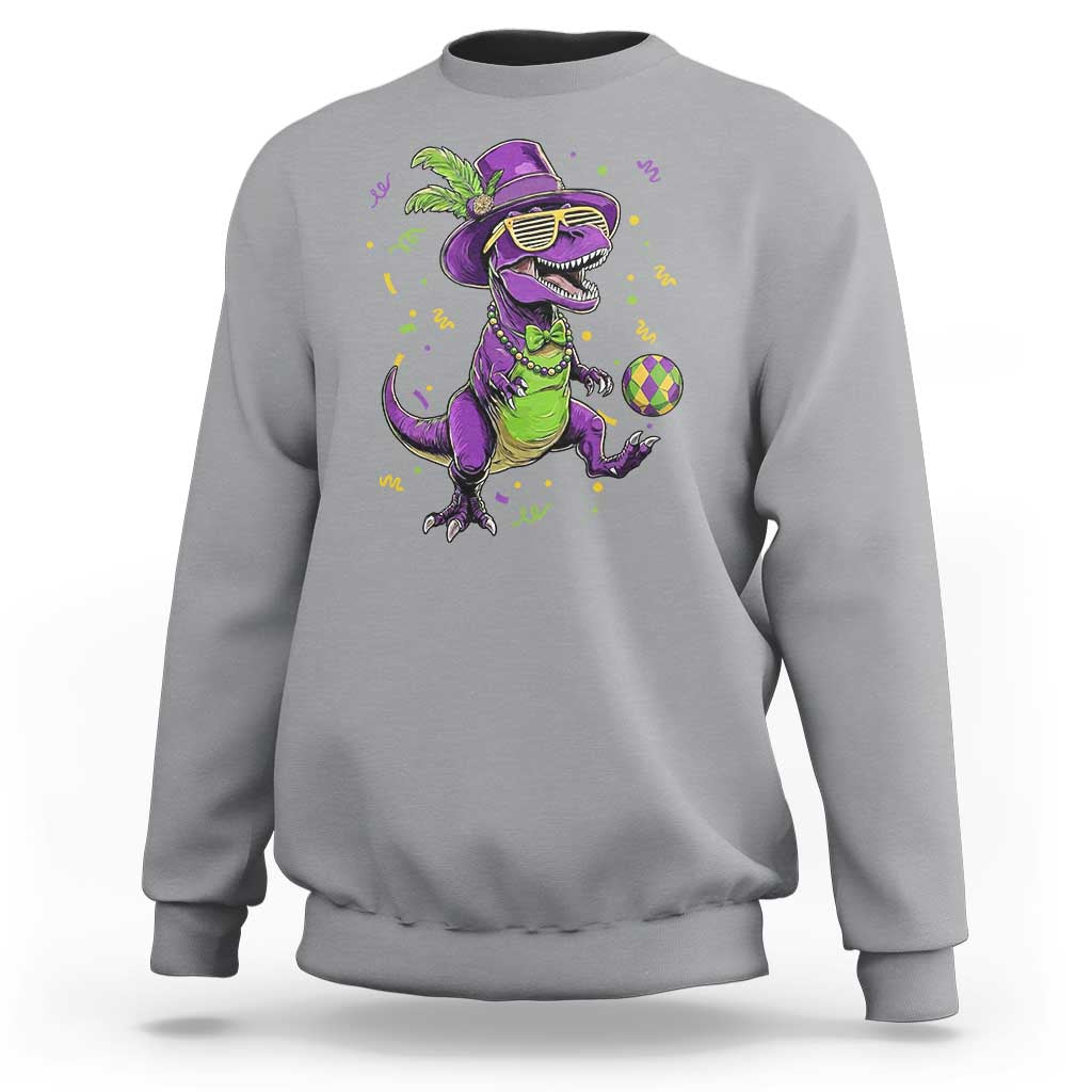 Funny Mardi Gras Dinosaur Playing Soccer Sweatshirt