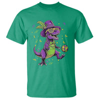 Funny Mardi Gras Dinosaur Playing Soccer T Shirt