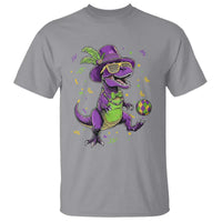 Funny Mardi Gras Dinosaur Playing Soccer T Shirt