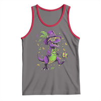 Funny Mardi Gras Dinosaur Playing Soccer Tank Top
