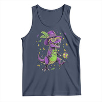 Funny Mardi Gras Dinosaur Playing Soccer Tank Top