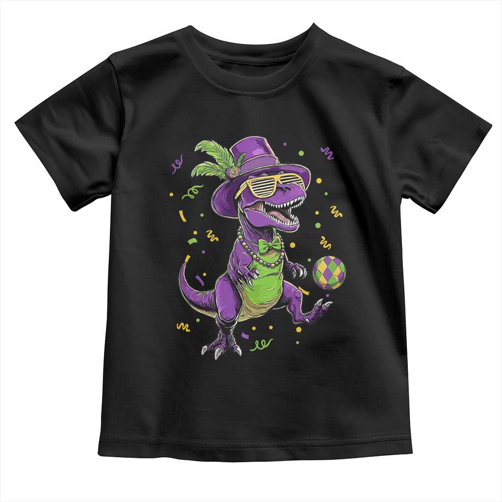 Funny Mardi Gras Dinosaur Playing Soccer Toddler T Shirt