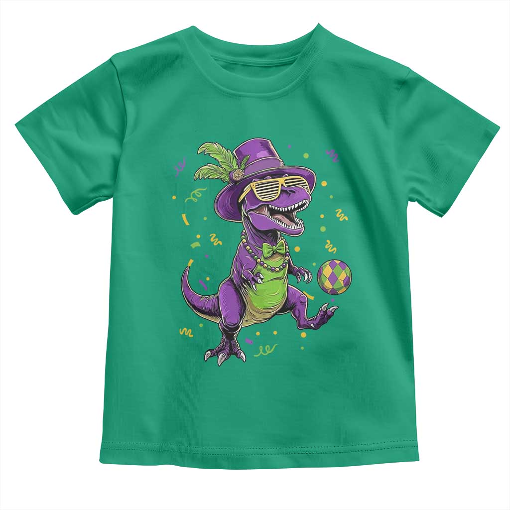 Funny Mardi Gras Dinosaur Playing Soccer Toddler T Shirt