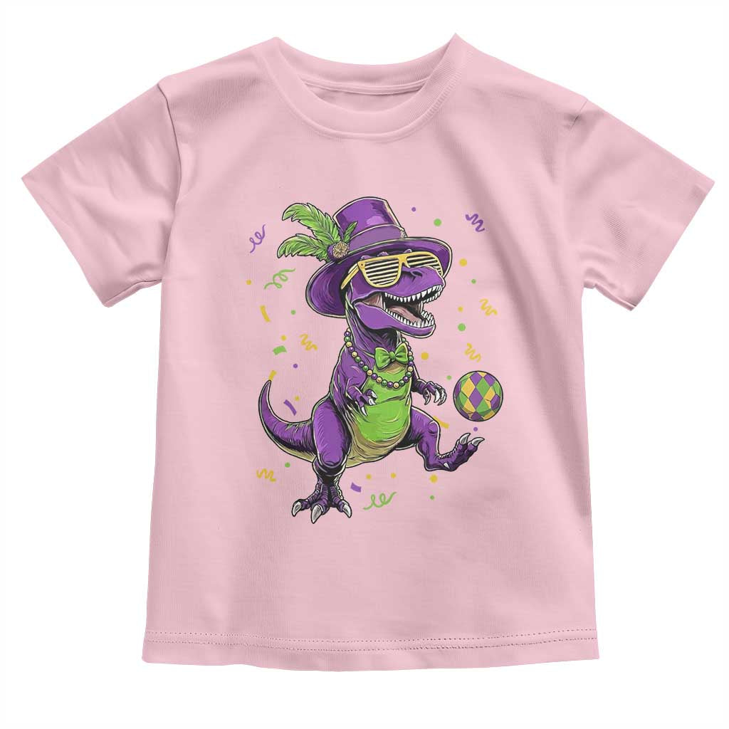 Funny Mardi Gras Dinosaur Playing Soccer Toddler T Shirt