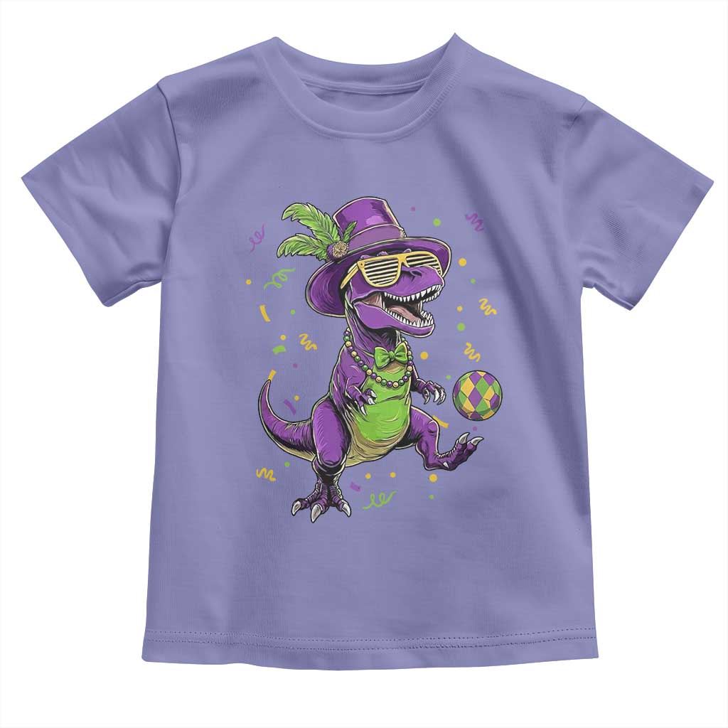 Funny Mardi Gras Dinosaur Playing Soccer Toddler T Shirt