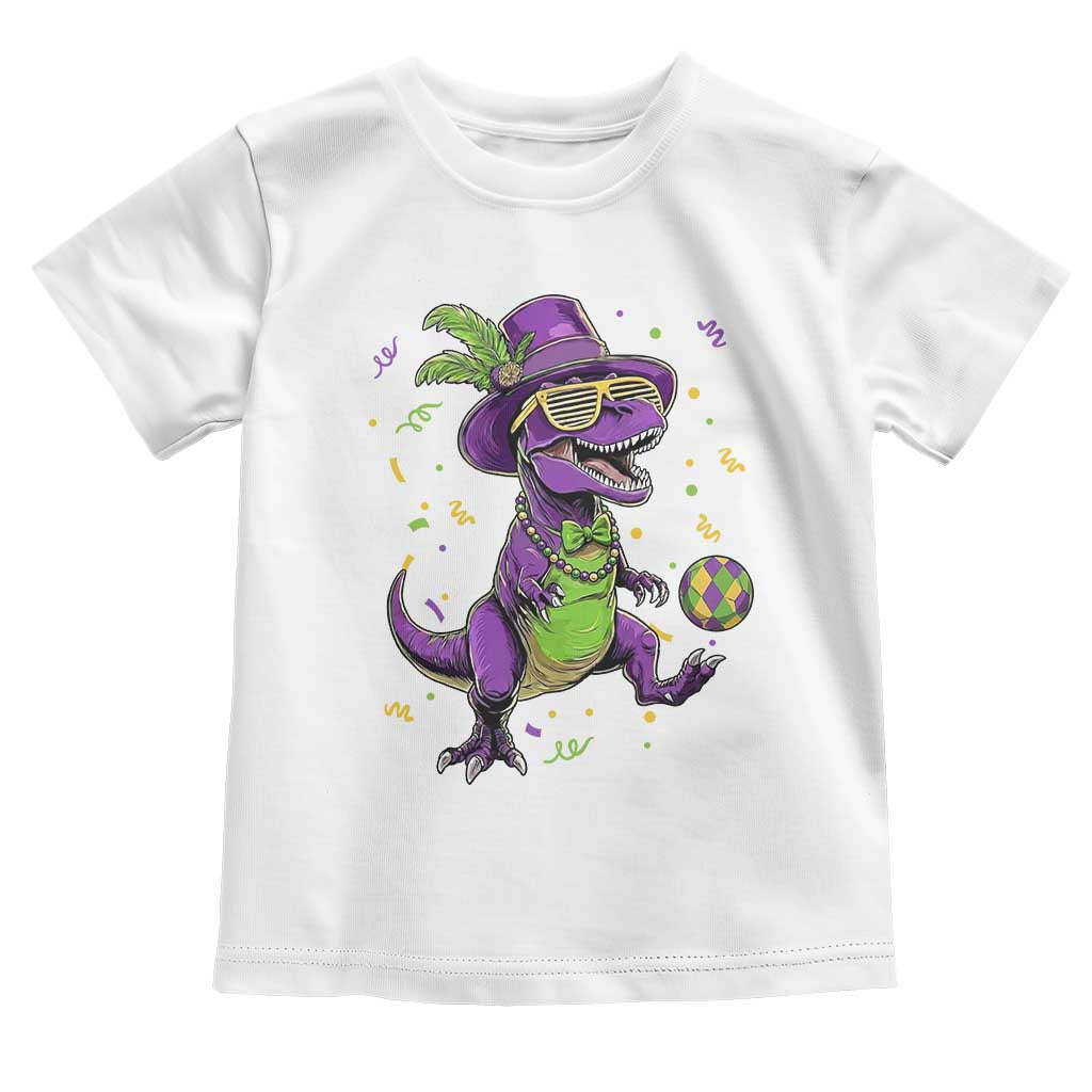 Funny Mardi Gras Dinosaur Playing Soccer Toddler T Shirt
