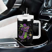Funny Mardi Gras Dinosaur Playing Soccer Tumbler With Handle