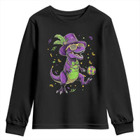 Funny Mardi Gras Dinosaur Playing Soccer Youth Sweatshirt
