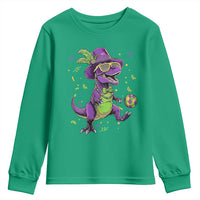 Funny Mardi Gras Dinosaur Playing Soccer Youth Sweatshirt
