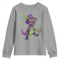 Funny Mardi Gras Dinosaur Playing Soccer Youth Sweatshirt