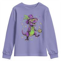 Funny Mardi Gras Dinosaur Playing Soccer Youth Sweatshirt