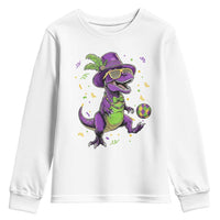 Funny Mardi Gras Dinosaur Playing Soccer Youth Sweatshirt