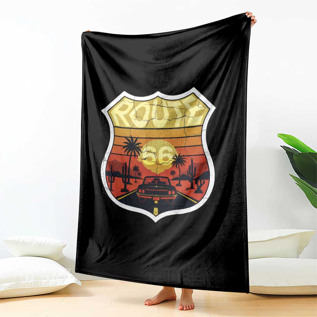 Retro Route Highway 66 Throw Blanket Vintage Americana Road Trip