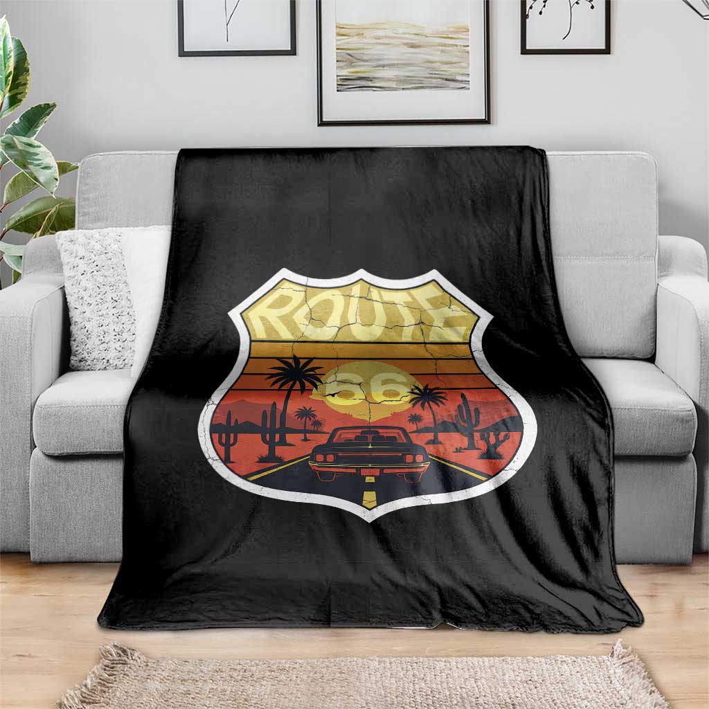 Retro Route Highway 66 Throw Blanket Vintage Americana Road Trip