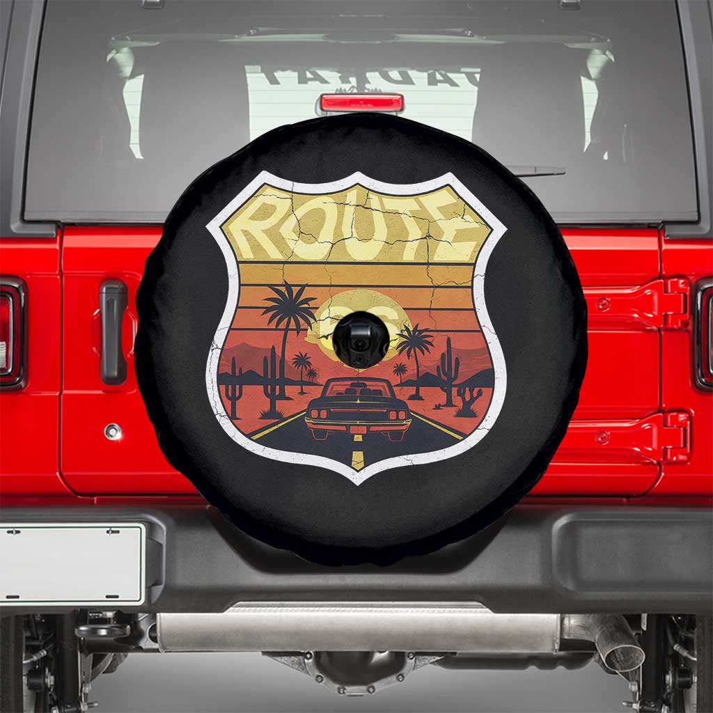 Retro Route Highway 66 Spare Tire Cover Vintage Americana Road Trip