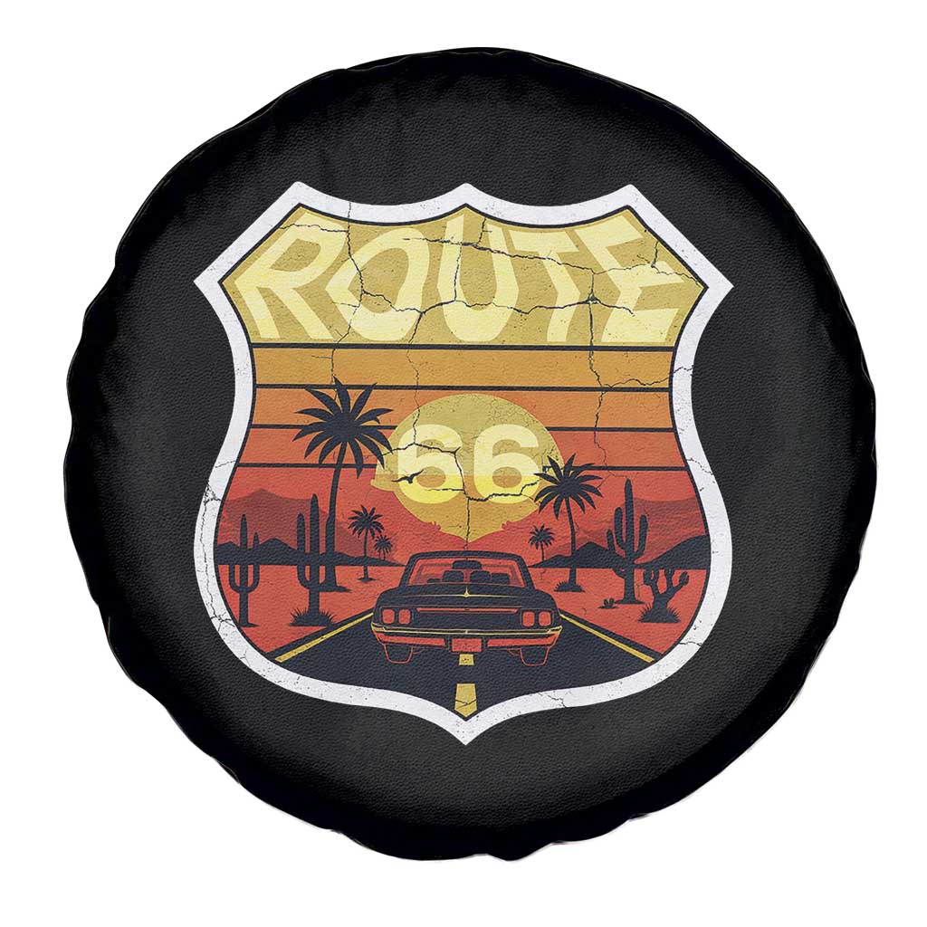 Retro Route Highway 66 Spare Tire Cover Vintage Americana Road Trip