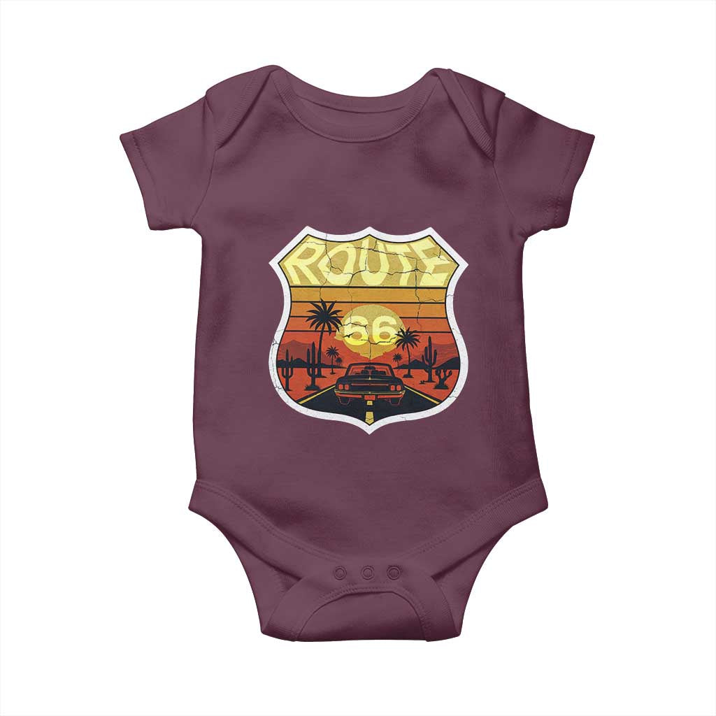 Retro Route Highway 66 Baby Onesie Vintage Americana Road Trip