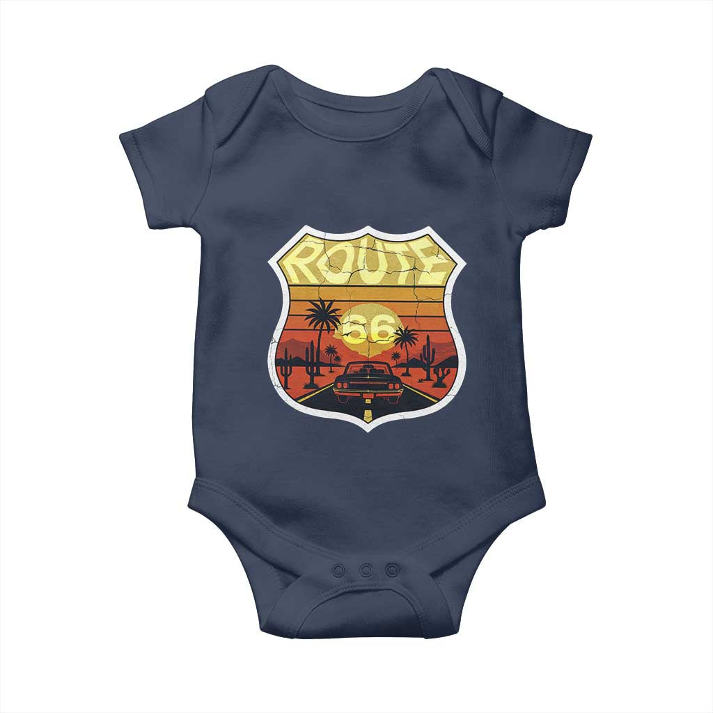 Retro Route Highway 66 Baby Onesie Vintage Americana Road Trip