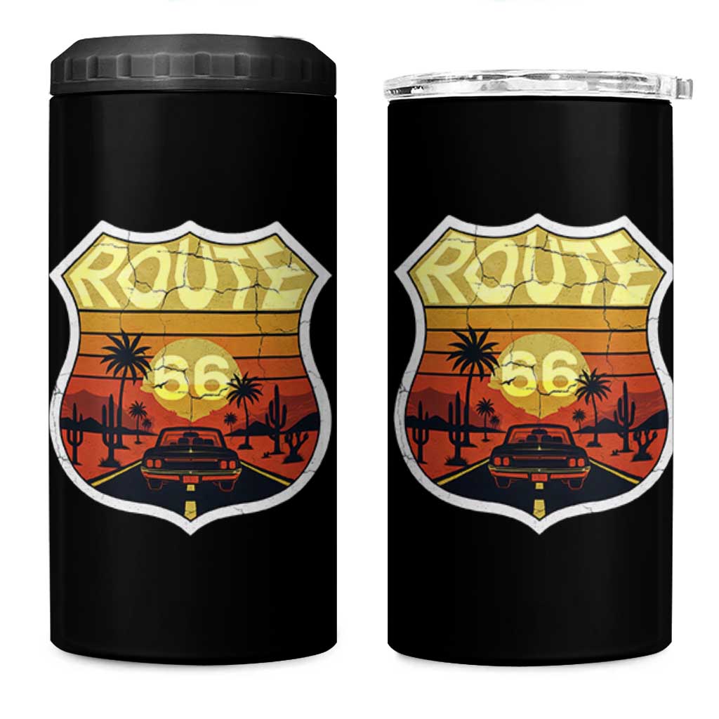 Retro Route Highway 66 4 in 1 Can Cooler Tumbler Vintage Americana Road Trip