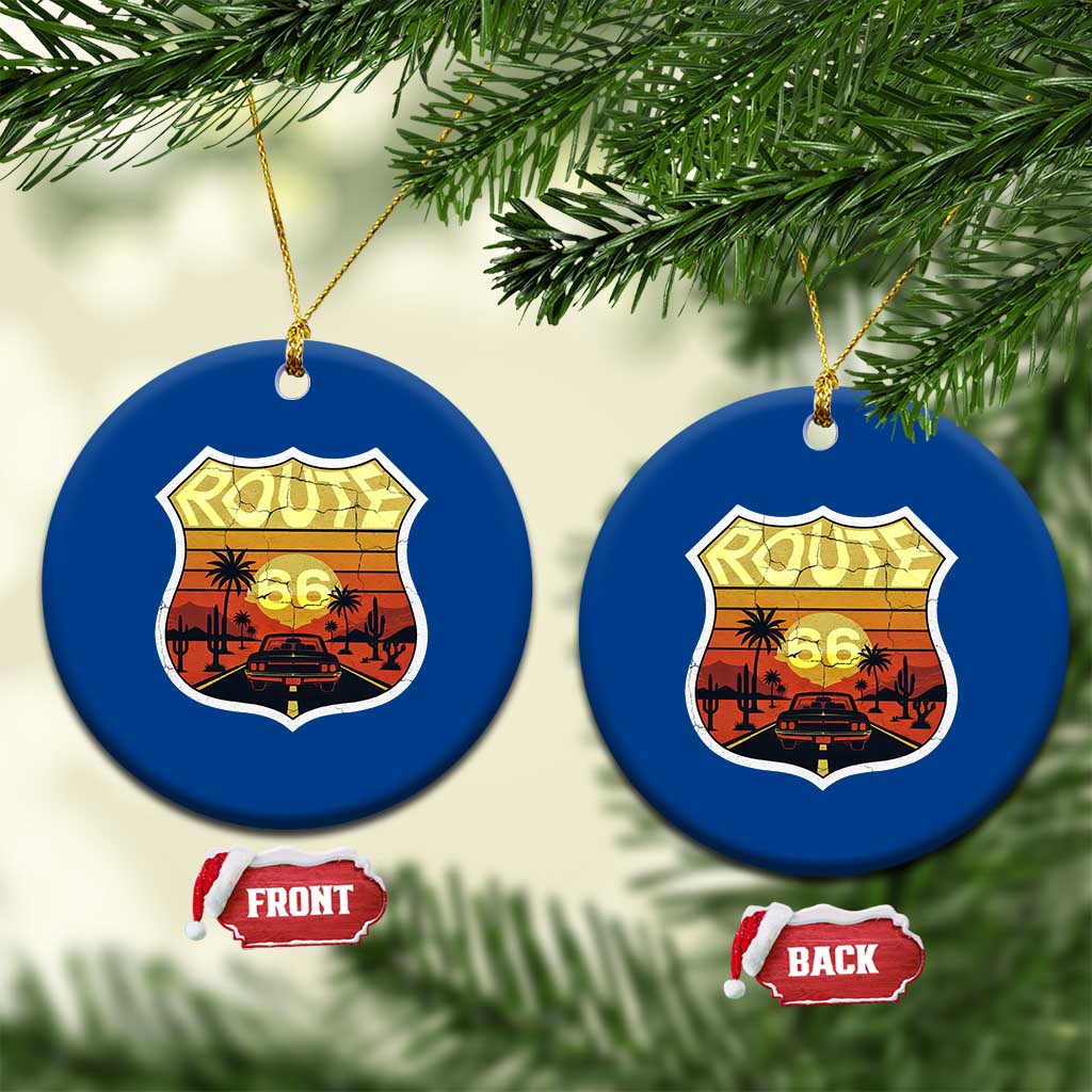 Retro Route Highway 66 Ceramic Ornament Vintage Americana Road Trip