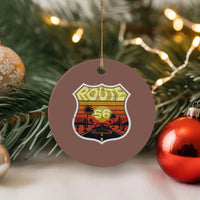 Retro Route Highway 66 Ceramic Ornament Vintage Americana Road Trip