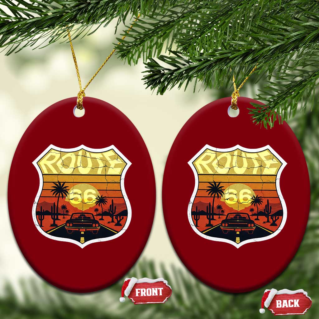 Retro Route Highway 66 Ceramic Ornament Vintage Americana Road Trip