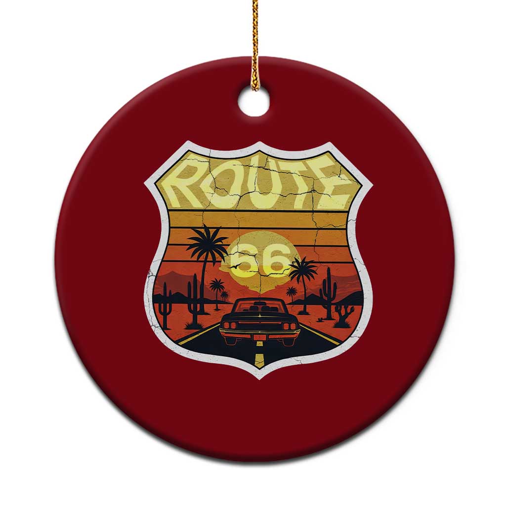Retro Route Highway 66 Ceramic Ornament Vintage Americana Road Trip