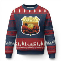 Retro Route Highway 66 Ugly Christmas Sweater Vintage Americana Road Trip