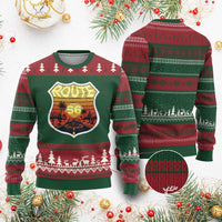 Retro Route Highway 66 Ugly Christmas Sweater Vintage Americana Road Trip