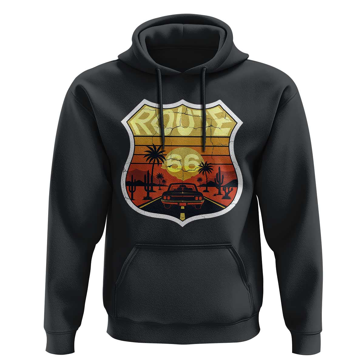Retro Route Highway 66 Hoodie Vintage Americana Road Trip