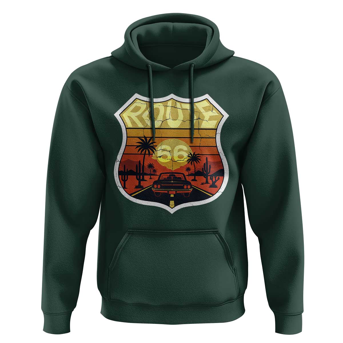 Retro Route Highway 66 Hoodie Vintage Americana Road Trip