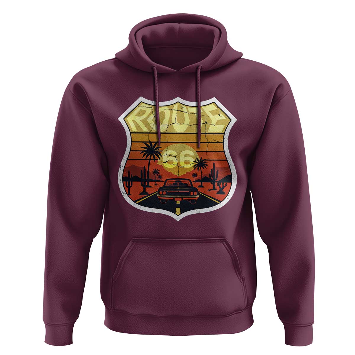 Retro Route Highway 66 Hoodie Vintage Americana Road Trip