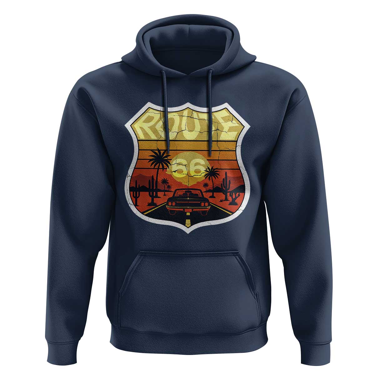 Retro Route Highway 66 Hoodie Vintage Americana Road Trip